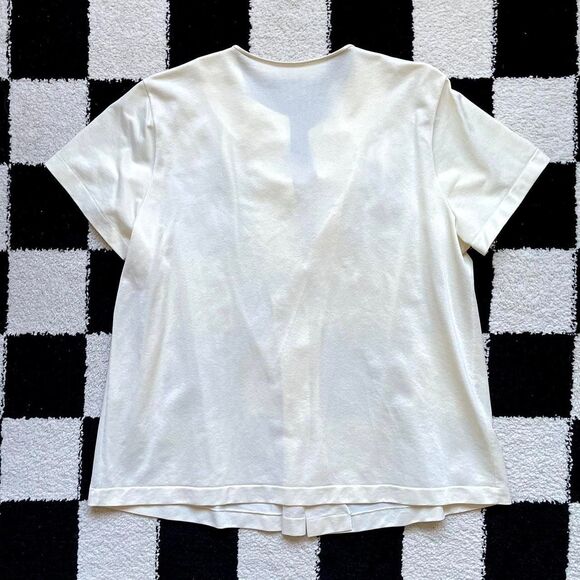 Vintage 60s Cream Butterfly Blouse L - Picture 2 of 4